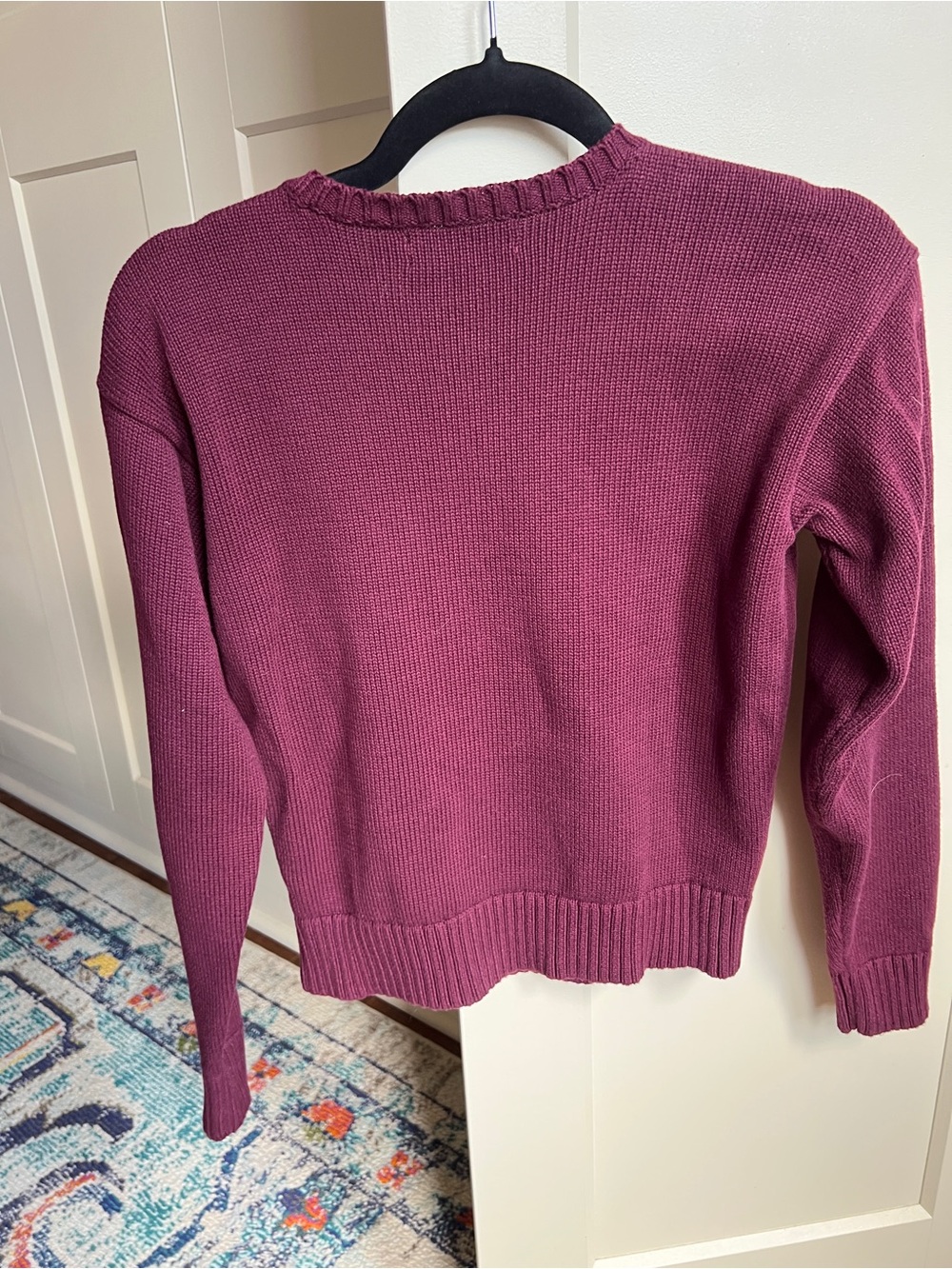 Ralph Lauren Intarsia-Knit Vizsla Cotton Sweater burgundy size small - Picture 3 of 6